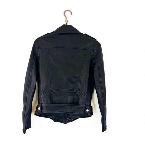 Stand Studio Polly Biker Black Leather Moto Jacket Womens 34 US XS 0 2 - Picture 12 of 12